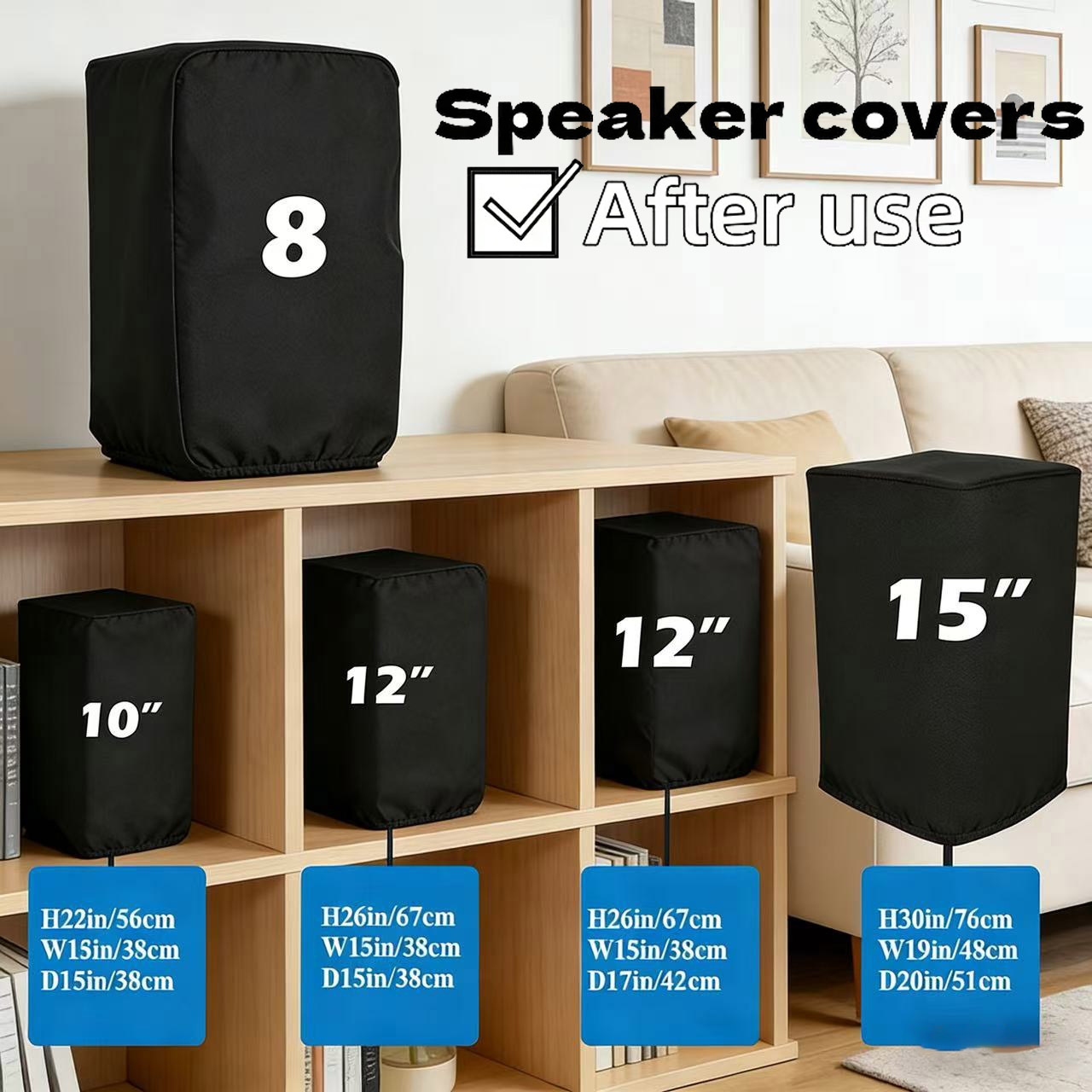 Home Cinema Accessories - Wytrzymałe czarne pokrowce na głośniki z