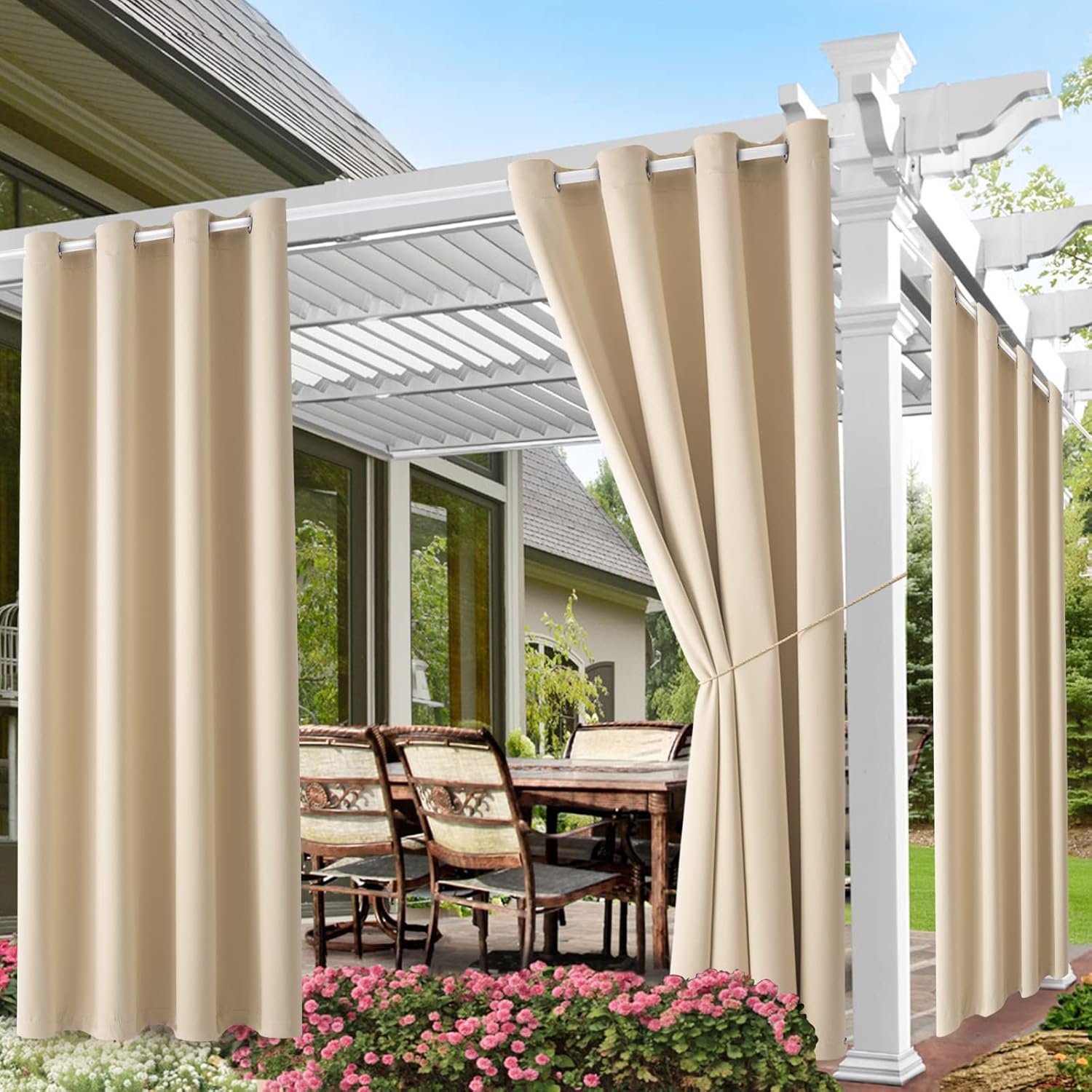 Blackout Curtain Thick - Zewnętrzne zasłony na patio, wodoodporne, blokujące
