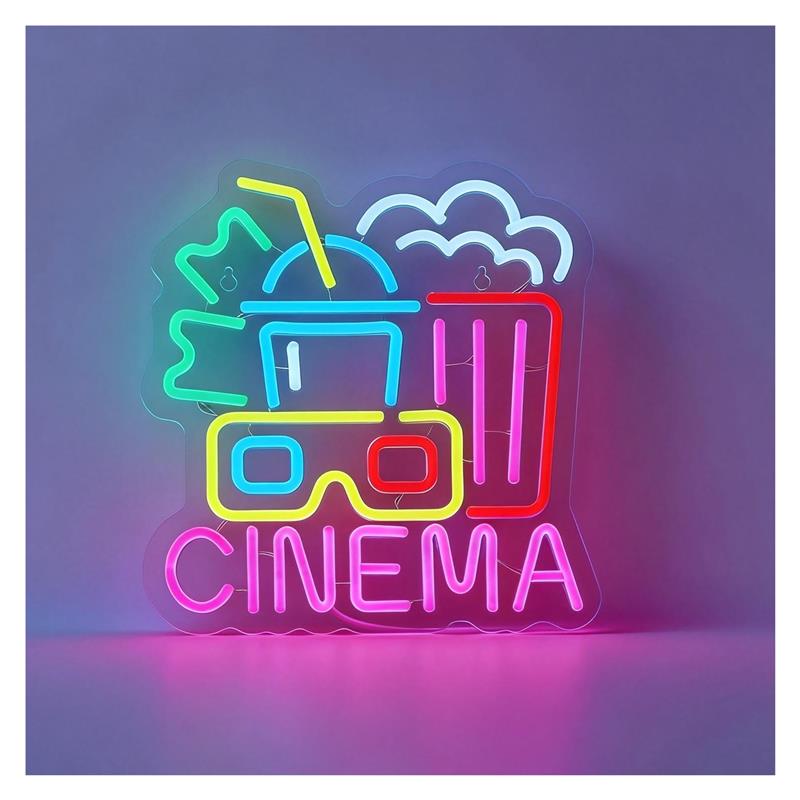 Home Cinema Today - Neonowy szyld CINEMA, zasilany przez USB,