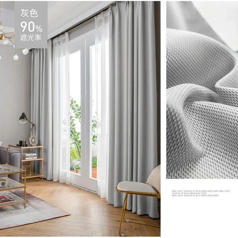 Blackout Curtain Thick - Bawełniane lniane zasłony zaciemniające do salonu,