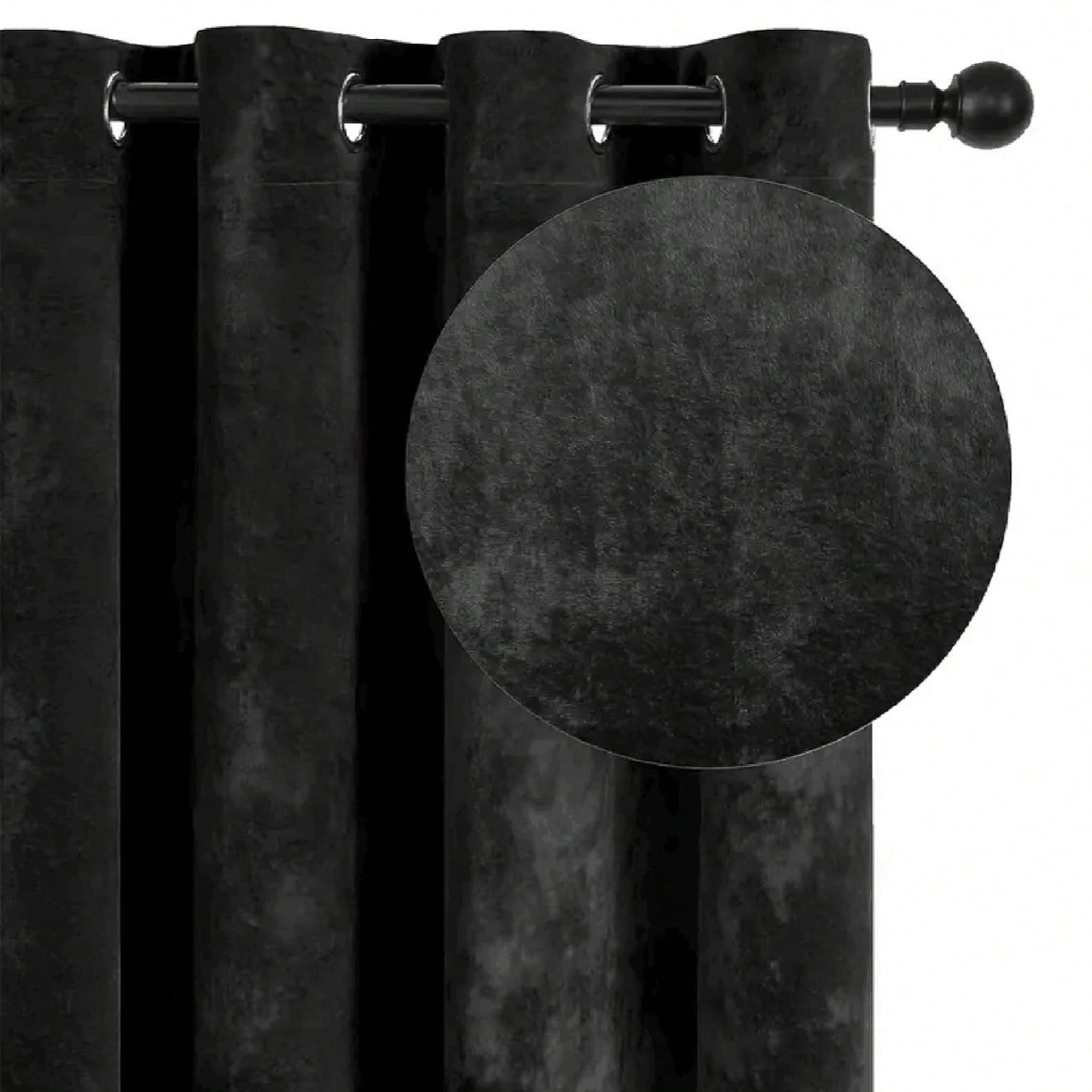 Blackout Curtain Thick - 1 szt. Czarna aksamitna zasłona zaciemniająca,