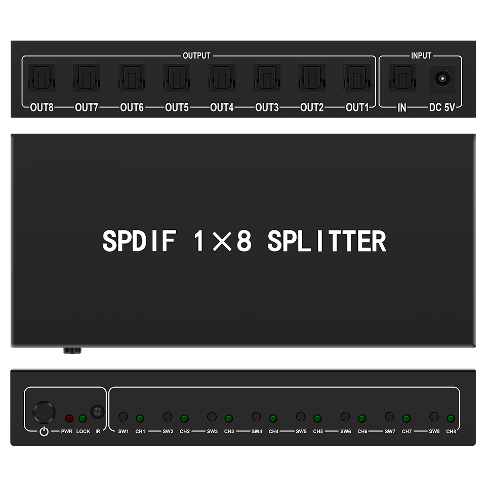 Home Cinema Tv - Optyczny rozdzielacz audio, 1 na 8