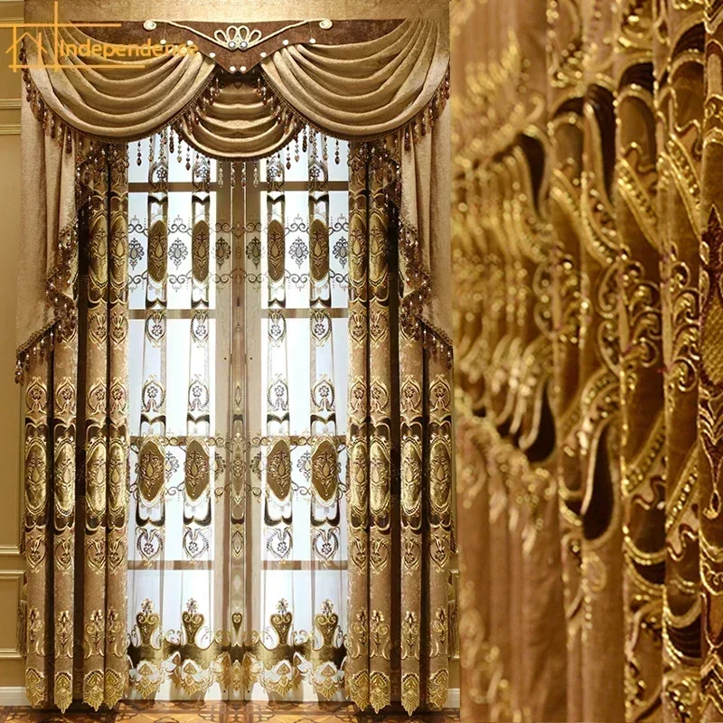 Blackout Curtain Thick - Haftowane w stylu europejskim luksusowe zasłony