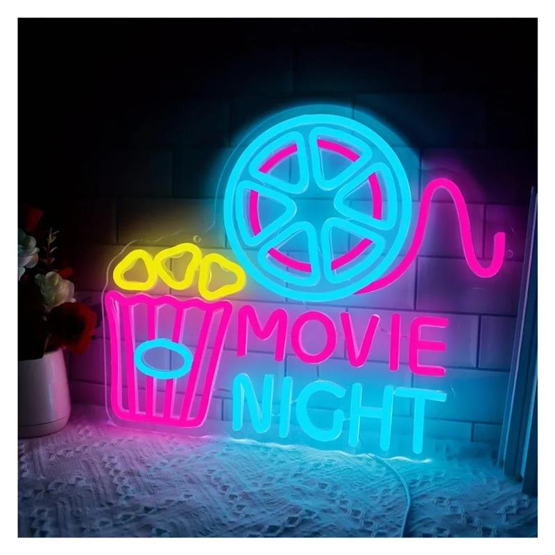 Home Cinema Night - Neonowy Znak na Wieczór Filmowy, Lampa
